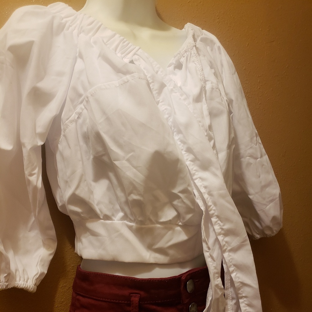 Crop tie up shirt